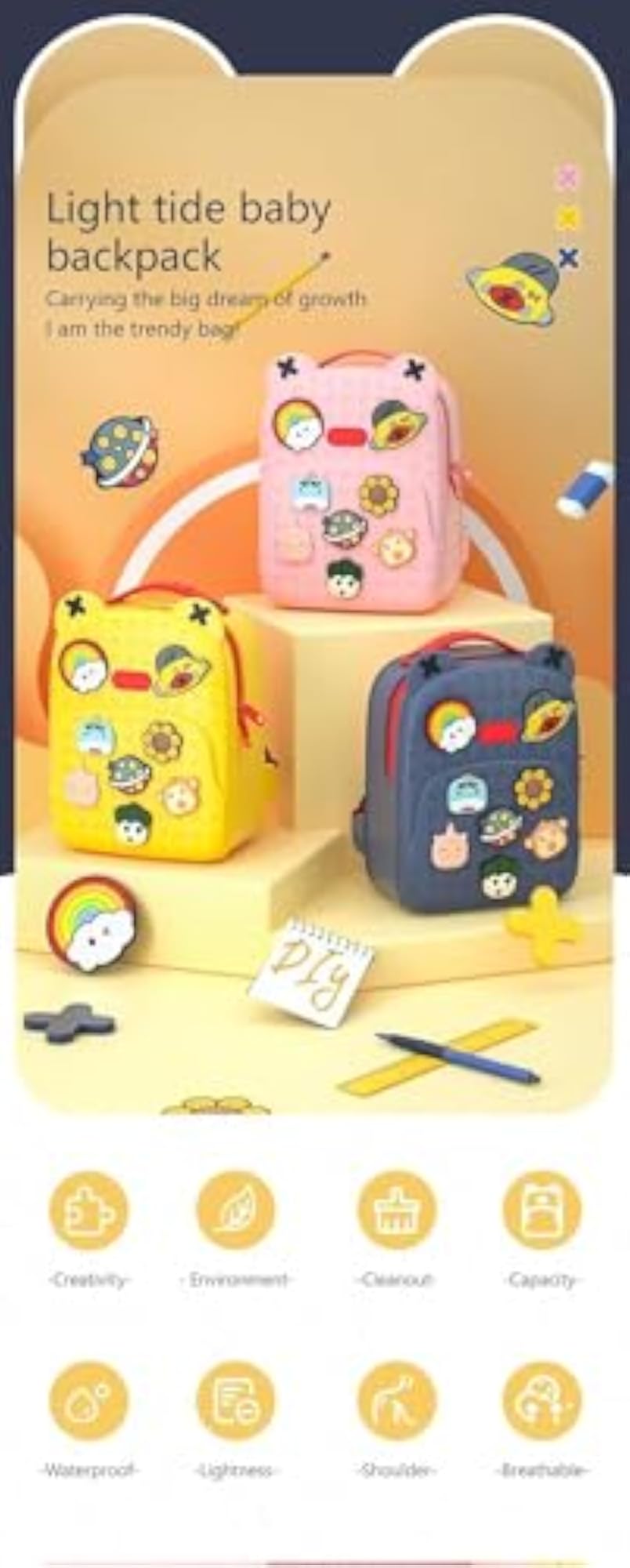 School Bags for Girls Waterproof Material, Eco-Friendly