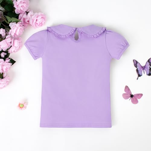 Magic Park 12M-5T Baby Girl Short Sleeve T-Shirt Toddler Ruffle Blouse Kid Solid Color Tee Casual Tops Holiday Clothes3
