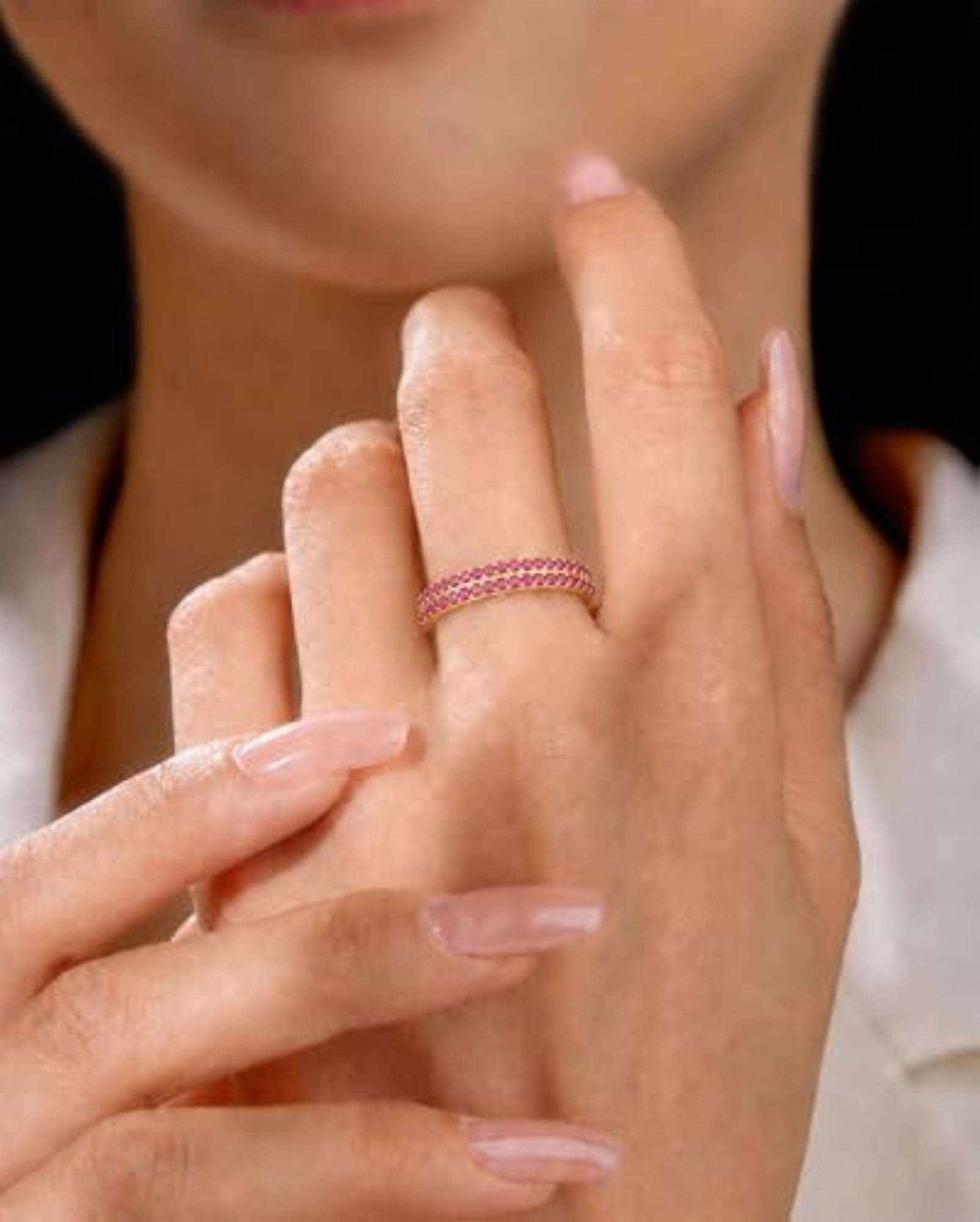 18K Yellow Gold Plated Simulated Diamond Half Eternity Ring
