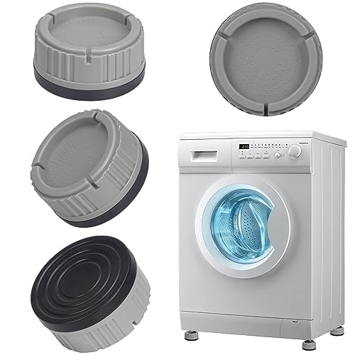 Alyvisun Patin Machine a Laver, 4 Pièces Universel Tapis Amortisseurs Lave Linge Socle Anti-Dérapants Pied Drainage Antirouille Support Antivibration pour Séchoir,...