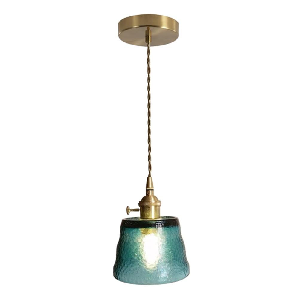ZGDHWCR E26 Light Source Flush Mount Hanging Lamp, Nordic Industrial Glass Hanging Lamp, Single Head Ceiling Chandelier, Restaurant Living Room Bedroom Decoration Light Fixtures