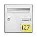 DECOHO Numéro pour Boite aux Lettres Personnalisable Rectangle Grand Format (100x70mm) Jaune Chiffres Noirs