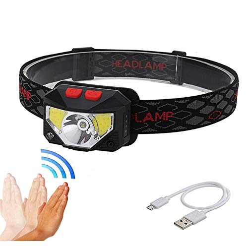 GJG Lampe Frontale À LED, Phare De Phare Rechargeable USB, Lampe Frontale À LED COB Ultra Lumineuse De 800 Lumens, 71G, Lampe Frontale Étanche pour La Course, Le Camping, La Randonnée, l'escalade