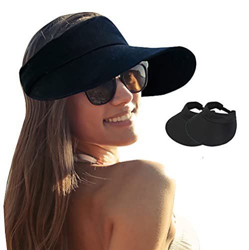 2PCS Wide Brim Sun Visor Hat Women Large UV Protective Golf Beach Cap Design in Korea