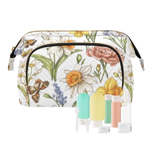 Beauty case impermeabile da appendere con fiori dalia lavanda rosmarino bianco trousse da viaggio 13 pezzi 1 size