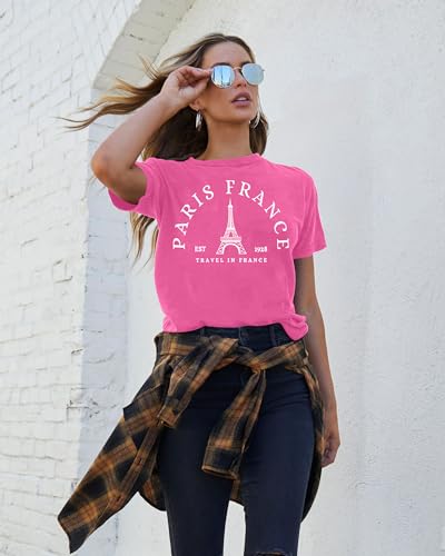 Image of Paris France Shirt Women Eiffel Tower T Shirt Travel in France Tshirts Vacation Tees Paris Tops