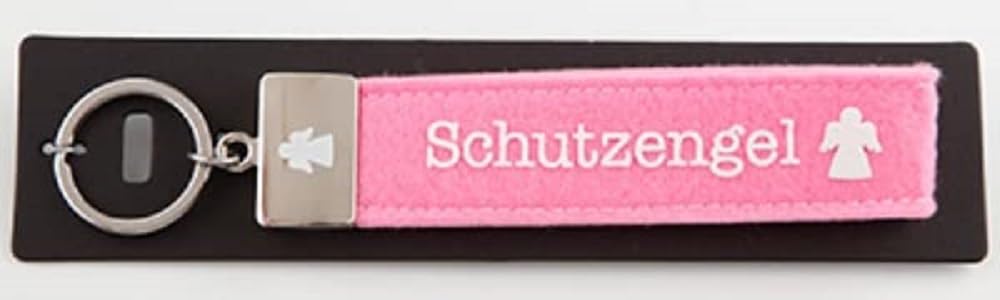 Depesche 004298-025 Loop Key Ring Felt with Engraved Metal Closure and Iconic Print Guardian Angel Pink Approx. 18.7 x 4.4 x 1 cm