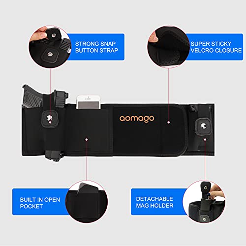 Aomago Belly Band Holster For Concealed Carry-Gun Holster For Women & Men Fits Glock, Smith Wesson, Taurus, Ruger, And More-Breathable Neoprene Waistband Holster For Most Pistols And Revolvers #TOP2
