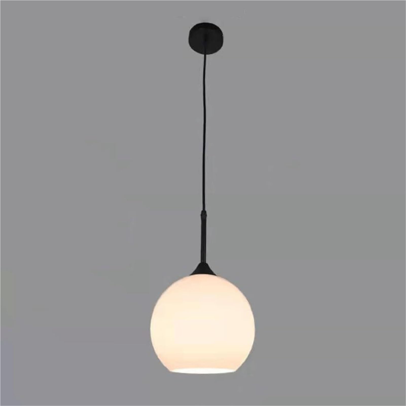 HUAYUSEDF Mini Hand Blown Glass Globe Metal Pendant Lamp Chandelier Hanging Lighting Ceiling Fixture E27 Retro for Kitchen Island Dining Room(Black Color,20cm)