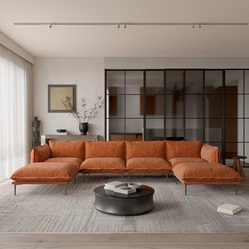 JACH 147" U-Shaped Cloud Sectional Sofa, Mid-Century Modern Couches with