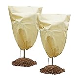 Malifea Plant Covers Freeze Protection with Drawsting for Winter W31.49×H47.24 Outdoor Plant Covers for Winter Reusable Tree Cover Plants Shrub Fruit (2 Pack)