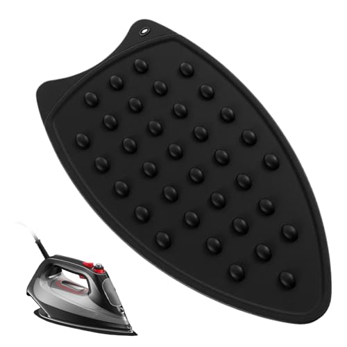 Image of Silicone Iron Rest Pads, Multipurpose Heat Resistant Mat Iron Pad Ironing Mat for Ironing Board, Protective Pads Resting Plate for Hot Flat Irons Curling Wands, Hot Tool Holder (Black)​