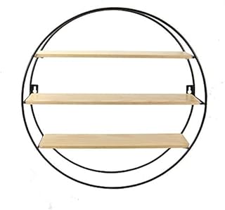 Floating Circle Shelves - 3 Tier | Metal & Wood Decorative Round Wall Storage | Modern Wall Mounted Multi-Display Shelf | Fixings Included | M&W