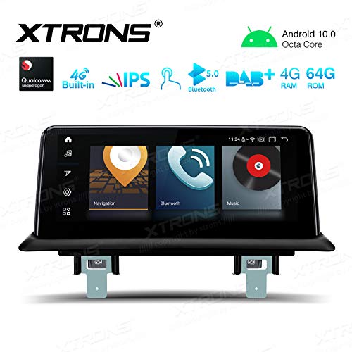 XTRONS 10.25" Android 10.0 4GB RAM 64GB ROM FÜR BMW Autoradio mit Touchscreen Octa Core eingebaute 4G WiFi Qualcomm Bluetooth 5.0 DAB OBD2 TPMS FÜR BMW E81 E82 E87 E88(2006-2012) mit CIC System