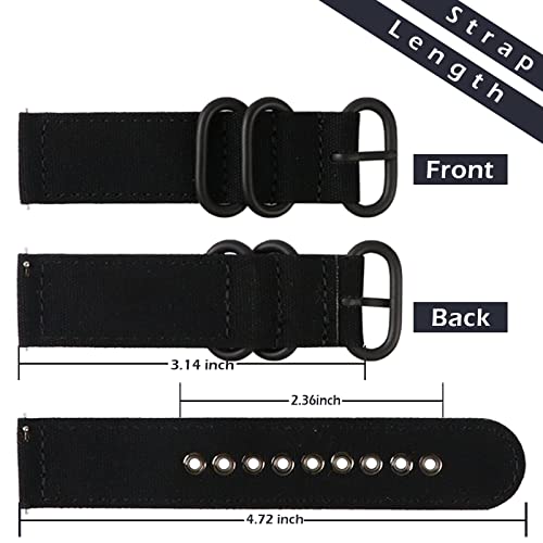 Zeit Diktator Watch Band Quick Release 18Mm 20Mm 22Mm 24Mm Canvas Smart Watch Strap For Men&Women (18Mm, Black) #TOP2