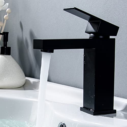 Robinet de lavabo de salle de bain carré en laiton chromé eau chaude et froide