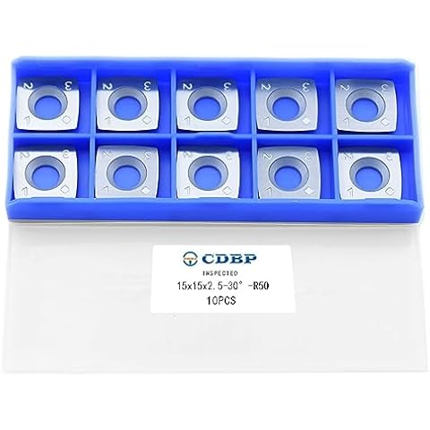 CDBP 15mm Square with 2"Radius Carbide Inserts Cutters 15×15×2.5 mm-R50 Replacement for Lathe Woodturning Tools, Carbide Turning Cutter, 10 PCS Cover