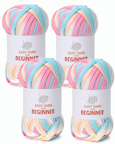 T-Shirt Yarn for Crocheting & Knitting - 4 Pack...