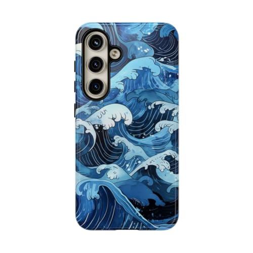 Coque Samsung S24 vagues japonaises antichoc brillante pour une protection élégante