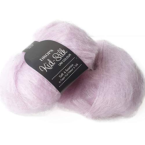 Drops Kid-Silk Mohair and Silk Yarn, 230 Yards, Light Pink