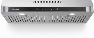 Kitchen Range Hood 30 inch Under Cabinet, 750-CFM Upgraded Gesture Sensing/Touch control/Double Motor, 3 Speed Range Hood with LED Lights Exhaust Fan, Stainless Steel Kitchen Vent Hood Fan