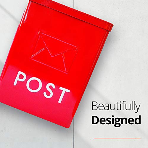 Nach Serena Traditional Post Galvanized Metal Mailbox, Wall Mount Mailboxes For Outside, Rust Resistant Red Mailbox, 10.5 X 4 X 14 Inches, Uh-1002Red #TOP6