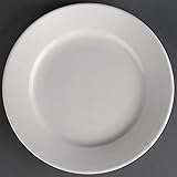 Cantidad por caja 12. Olympia Hotelware Platos con Borde Ancho - Porcelana Blanca - 203 mm - 12 uds