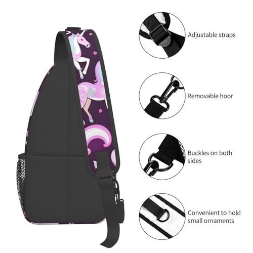 Mochila cruzada ligera con estampado unicornio negra miniatura 5