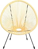 Kare Design Sessel Acapulco, Buttergelb, Indoor und Outdoor Stuhl im Retro-Design, Gartenstuhl, Relaxsessel für Balkon, Garten, Terrasse, Schwarzes Stahlgestell, 85x73x78 cm (H/B/T)