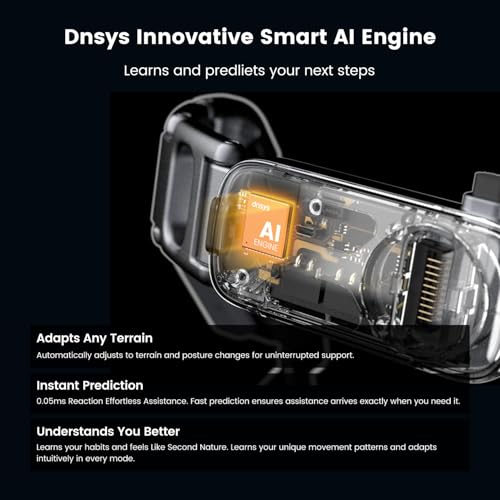 Image of DNSYS X1 Carbon Exoskeleton, AI-Powered Leg Assistance, 1.2HP Motor, 20km Base Range, 3s Battery Swap, for Hiking, Climbing, Running, Size L (Waistline 41.3-49.2in)