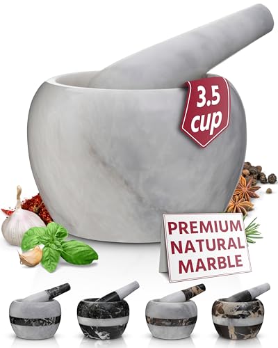 Gusto Nostro Natural Marble Mortar and Pestle Set | 6