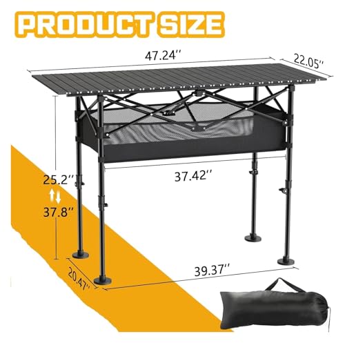 Table camping pliante reglable portable et enroulable alu - 3