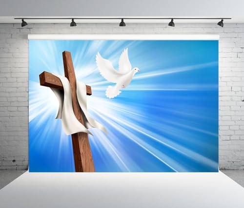 Fondo Fotográfico BELECO 8x6 pies Azul Cielo con Cruz Cristiana miniatura 3