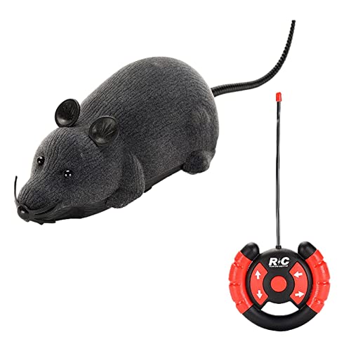 adawd Fernbedienung Maus Katzenspielzeug 28cm | Schwarzes graues gefälschtes elektrisches Kätzchenspielzeug | Laufende Beflockung von Ratten für Katzen Haustiere Indoor-Übung (11in) Cover