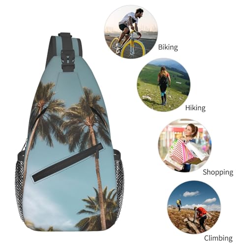Bolso cruzado de pecho tropical negro para hombre y mujer miniatura 6