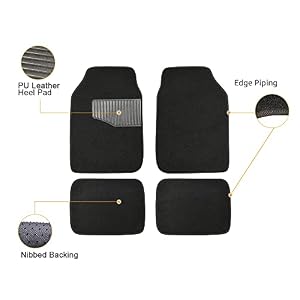 Amazon Basics Universal Fit Anti-Slip Carpet Floor Mats, Full Set for Car, SUV, Van & Truck, 4 count, Black, 25"L x 17.5"W (Front), 13"L x 17.5"W (Rear) — photo 6 of 6