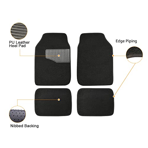 Amazon Basics Universal Fit All-Weather Heavy-Duty Carpet Floor Mats Cars - 4-Piece, Black #TOP5