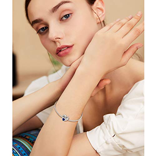 FOREVER QUEEN Birthstone Charms for Charms Bracelet- 925 Sterling Silver Love Heart Beads Infinite Love Charms, Happy Birthday Charms for Bracelet and Necklace3