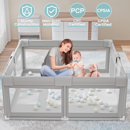 50 x 50 inch Baby Playpen with Ocean Balls Small Playpen for Babies and Toddlers Baby Fence Playards