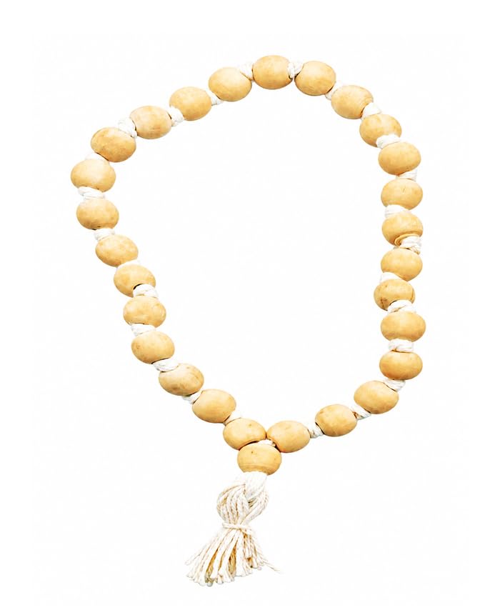 Achleshwar Handmade 27+1(Big Beads) Holy Tulsi mala for |Wearing||Japa|Chanting||Mantra||Puja|.Unisex Wooden Basil Rosary,White Thread,(Length:4-5" inch Bead Size: 8mm);Ach242-image-28