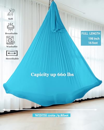 Image of F.Life Aerial Silk Yoga Hammock & Swing for yoga Inversion,Strength training,starter hardware kit