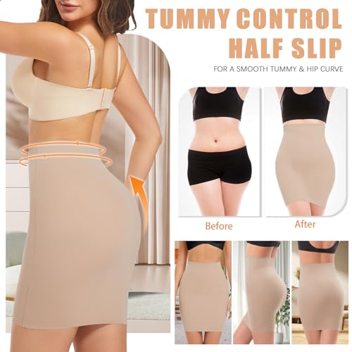 ONEW Shapewear Slips For Under Dress Half Slip Dress Tummy Control Seamless Slip Skirt Body Shaper For Women3