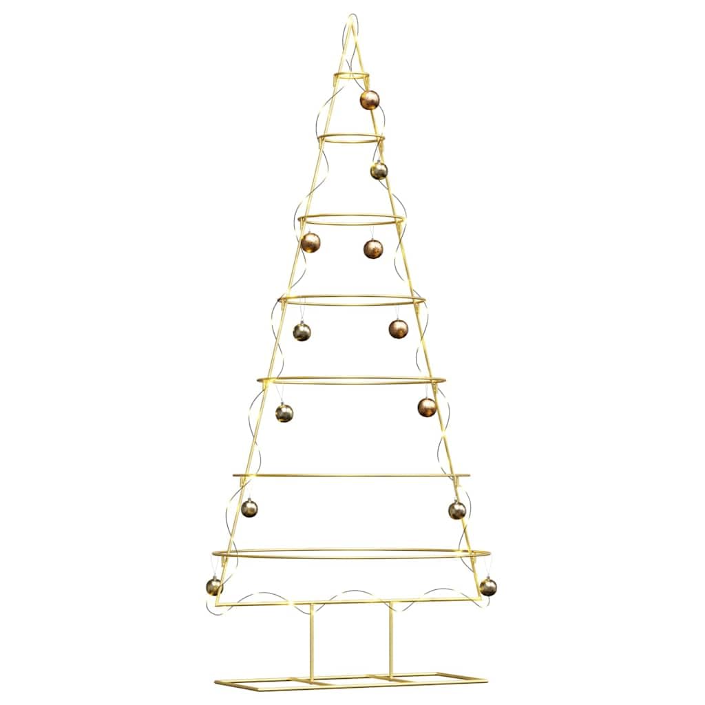 vidaXL Metalen kerstboom met standaard Goud 150 cm Poedergecoat staal, Moderne Kerstboom voor de Woonkamer, Stalen Decoratie, Feestelijke Accenten, Matte Metaal Display
