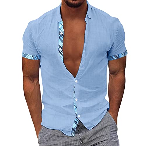 Chemise d'été homme à manches courtes coupe droite unie beige