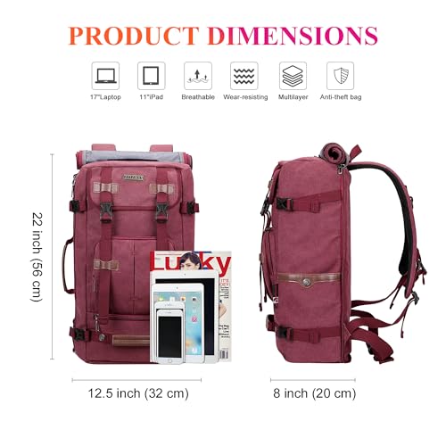 Image of WITZMAN Canvas Backpack for Man Vintage Travel Backpack Large Laptop Backpack Convertible Shoulder Rucksack