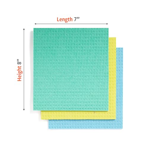 Image of Full Circle Squeeze Swedish Dish Cloths - 6 Pack Reusable Cellulose Sponge Cloths, Super Absorbent Microfiber Cleaning Towels, Paper Towel Alternative, Color-Coded, Eco-Friendly, & Dishwasher Safe