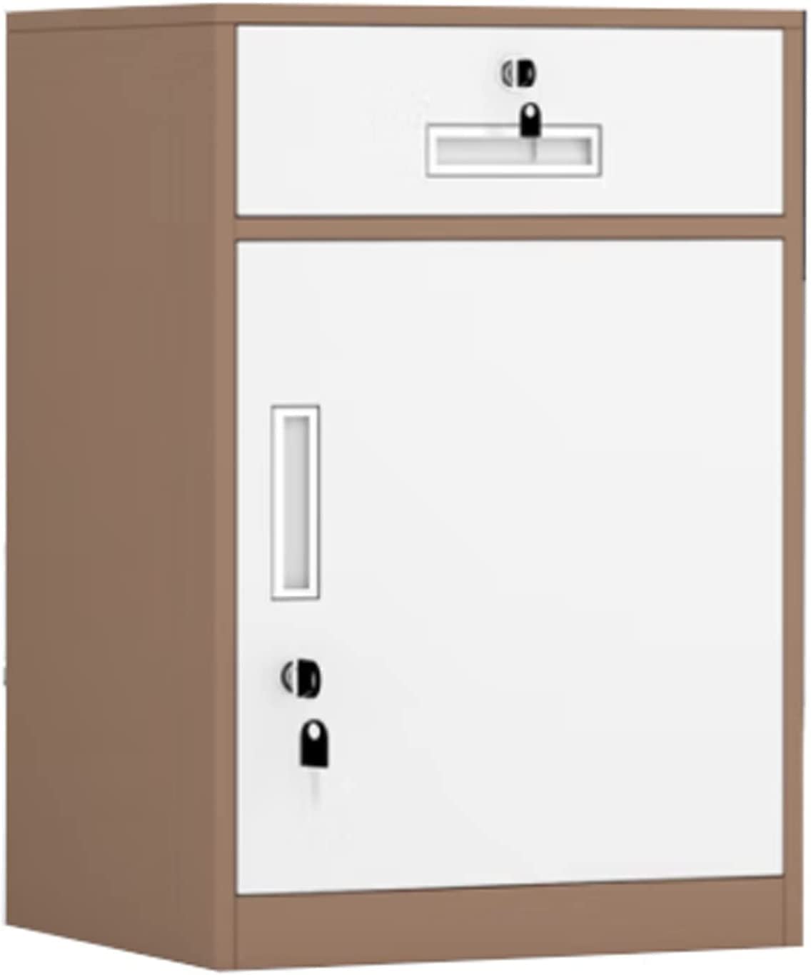 SaryEdge File Cabinet with Lock, Metal File Cabinet Under Desk, 1 Drawer and 1 Cabinet File Cabinet, Fully Assembled Office Furniture,