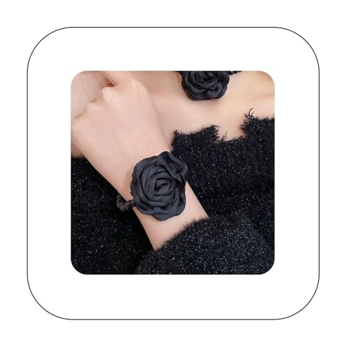 Vintage Imitation Pearl Bracelet with Rose Flower Charm Dainty Pearl Wrist Band Boho Rose Hand Accessories for Women Bridal Wedding Prom Festival