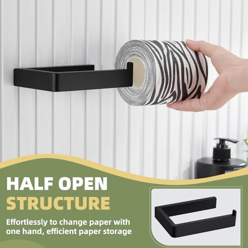 Image of APLusee Matte Black Square Toilet Paper Holder for Restroom, Wall Mounted