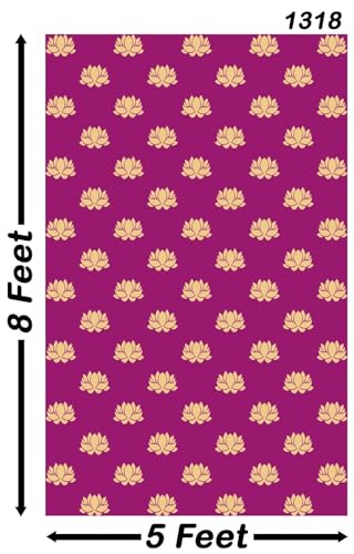 Image of Backdropon Lotus with Pink Background Photography Backdrops Nature Backdrop Curtain Cloth Birthday Background Seamless Photo Booth Prop Backdrop Size 8Feet Height & 5Feet Width(8 * 5)